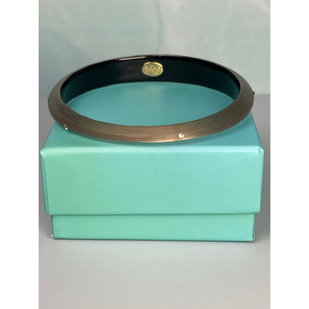 Vintage Alexis Bittar Brown Lucite Bangle Bracelet with Crystal Accents - Picture 4 of 7